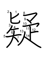 Thứ tự nét chữ 疑