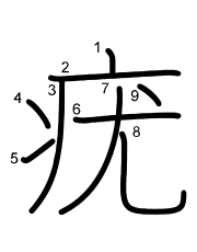 Thứ tự nét chữ 疣