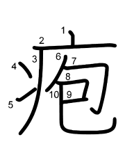 Thứ tự nét chữ 疱