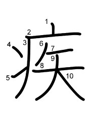 Thứ tự nét chữ 疾