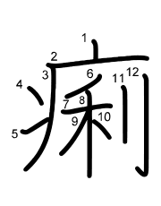 Thứ tự nét chữ 痢