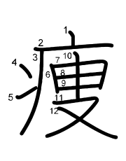 Thứ tự nét chữ 痩