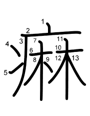 Thứ tự nét chữ 痳