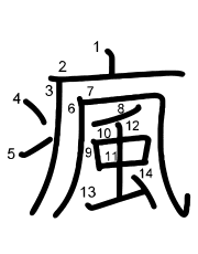 Thứ tự nét chữ 瘋
