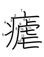Thứ tự nét chữ 瘧