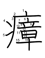 Thứ tự nét chữ 瘴