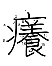 Thứ tự nét chữ 癢