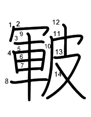 Thứ tự nét chữ 皸