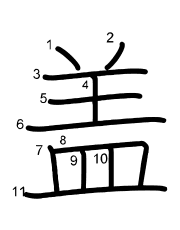 Thứ tự nét chữ 盖