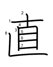 Thứ tự nét chữ 直