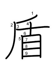 Thứ tự nét chữ 盾