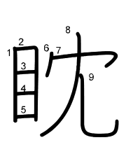 Thứ tự nét chữ 眈