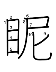 Thứ tự nét chữ 眤