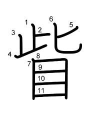 Thứ tự nét chữ 眥
