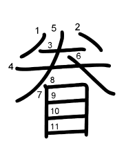 Thứ tự nét chữ 眷