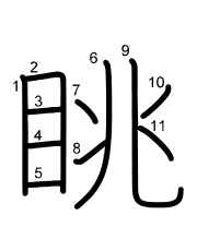 Thứ tự nét chữ 眺