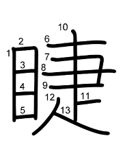 Thứ tự nét chữ 睫