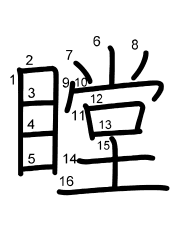 Thứ tự nét chữ 瞠