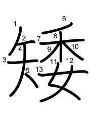 Thứ tự nét chữ 矮