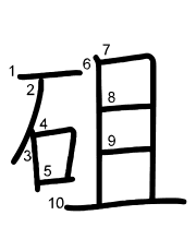 Thứ tự nét chữ 砠