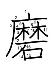 Thứ tự nét chữ 磨