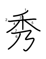 Thứ tự nét chữ 秀