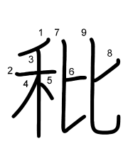 Thứ tự nét chữ 秕