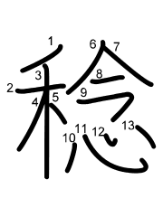 Thứ tự nét chữ 稔