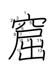Thứ tự nét chữ 窟