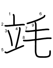Thứ tự nét chữ 竓