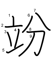 Thứ tự nét chữ 竕