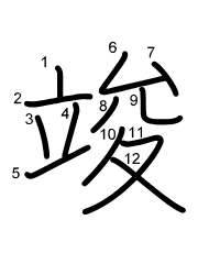 Thứ tự nét chữ 竣