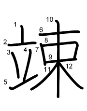 Thứ tự nét chữ 竦