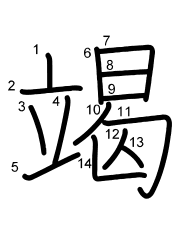Thứ tự nét chữ 竭