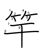Thứ tự nét chữ 竿