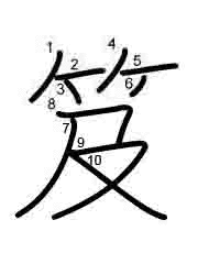 Thứ tự nét chữ 笈
