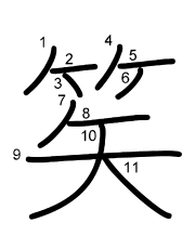 Thứ tự nét chữ 笶