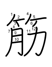 Thứ tự nét chữ 筋