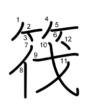 Thứ tự nét chữ 筏