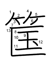 Thứ tự nét chữ 筺