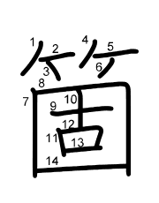 Thứ tự nét chữ 箇
