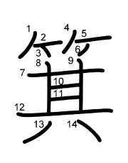 Thứ tự nét chữ 箕