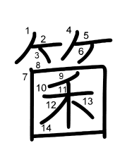 Thứ tự nét chữ 箘
