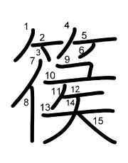 Thứ tự nét chữ 篌