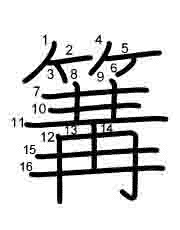 Thứ tự nét chữ 篝