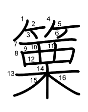 Thứ tự nét chữ 篥