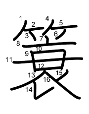 Thứ tự nét chữ 簑