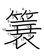 Thứ tự nét chữ 簔
