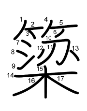 Thứ tự nét chữ 簗