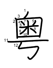 Thứ tự nét chữ 粤